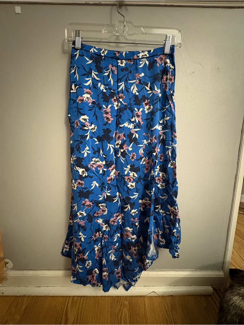 Zara Blue Floral High-Low Skirt